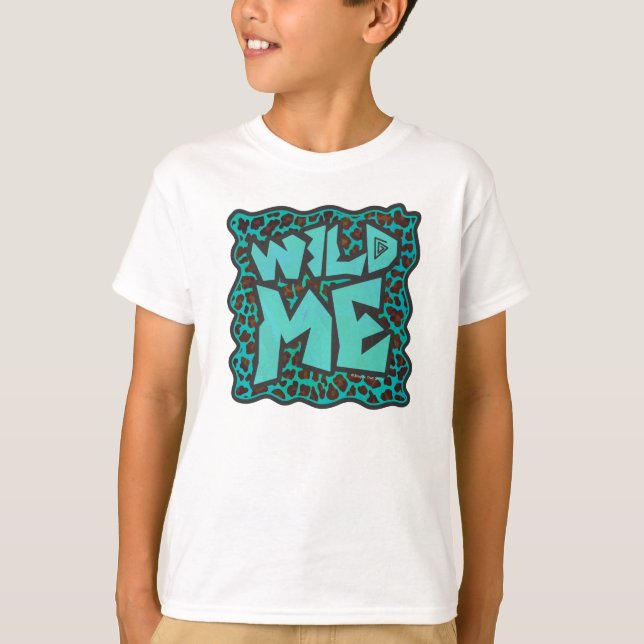 Wild Me Brown and Teal Leopard Design T-Shirt (Front)