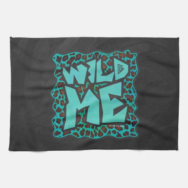 Wild Me Brown and Teal Leopard Design Towel (Horizontal)
