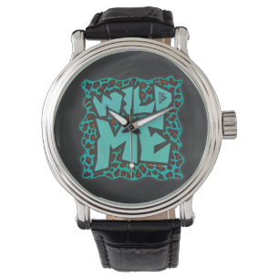 Wild Me Brown and Teal Leopard Design Watch
