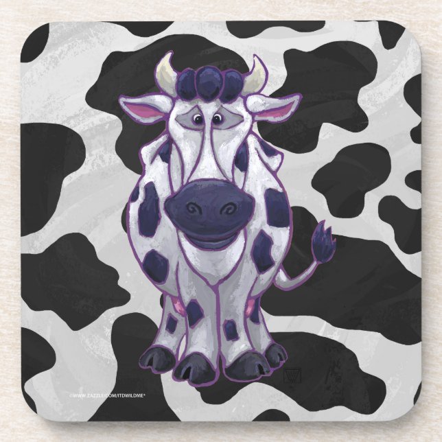 Wild Me Cow Black and White Beverage Coaster (Front)