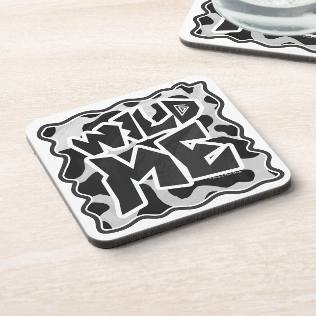 Wild Me Cow Black and White Beverage Coaster (Left Side)