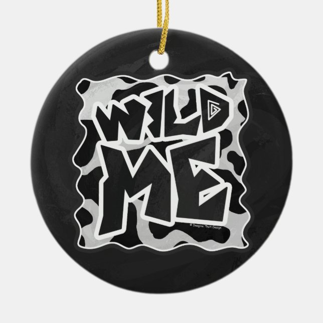 Wild Me Cow Black and White Ceramic Ornament (Front)