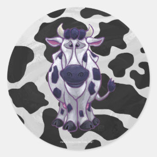 Wild Me Cow Black and White Classic Round Sticker