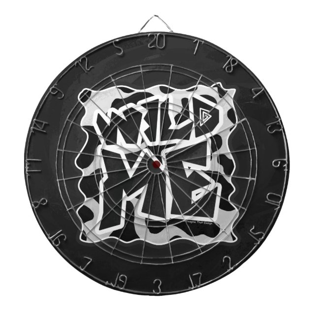 Wild Me Cow Black and White Dart Board (Front)