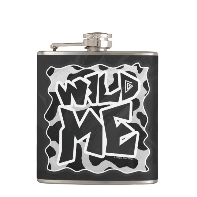 Wild Me Cow Black and White Flask (Front)