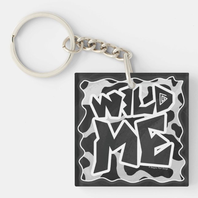 Wild Me Cow Black and White Keychain (Front)