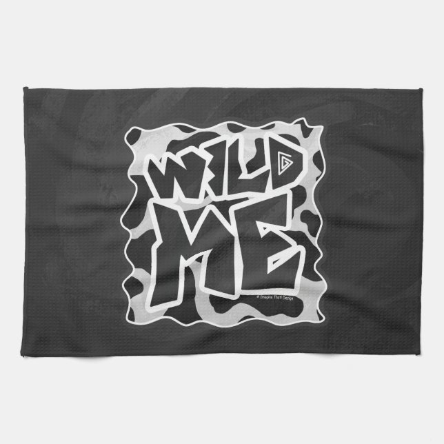 Wild Me Cow Black and White Kitchen Towel (Horizontal)