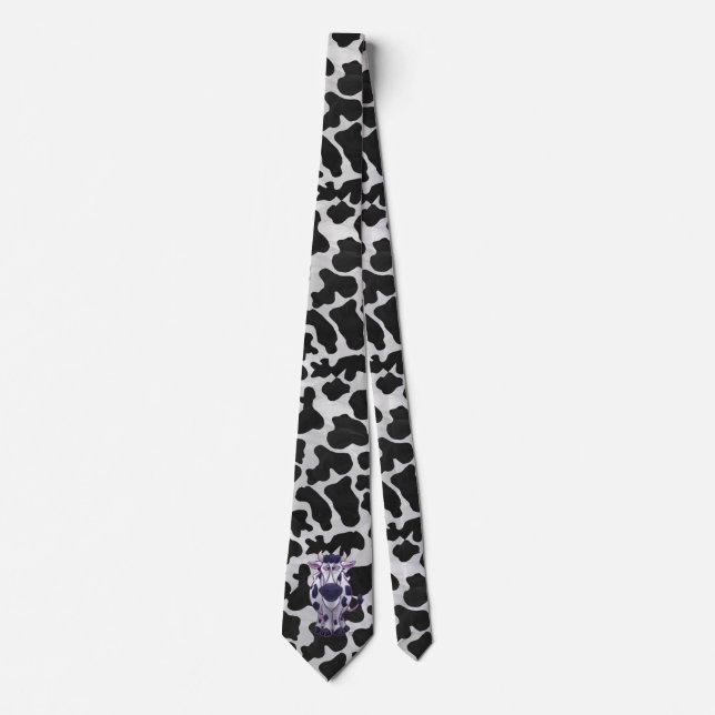 Wild Me Cow Black and White Neck Tie (Front)