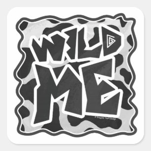 Wild Me Cow Black and White Square Sticker