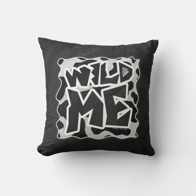 Wild Me Cow Black and White Throw Pillow (Front)