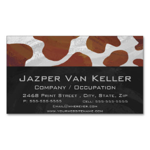 Wild me Cow Brown and White Print Business Card Magnet