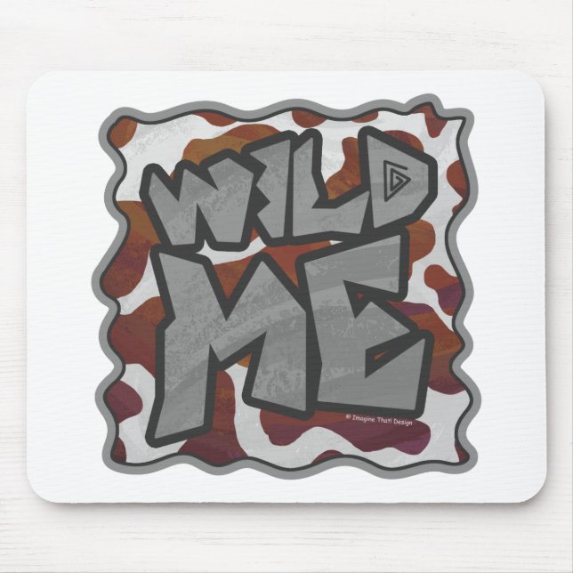 Wild me Cow Brown and White Print Mouse Pad (Front)