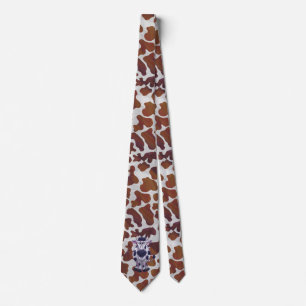 Wild me Cow Brown and White Print Neck Tie