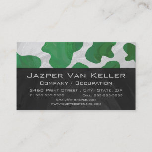 Wild Me Cow Green and White Print Business Card