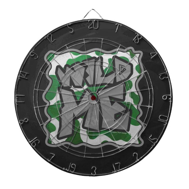 Wild Me Cow Green and White Print Dart Board (Front)