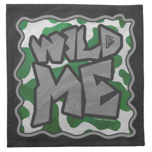 Wild Me Cow Green and White Print Napkin