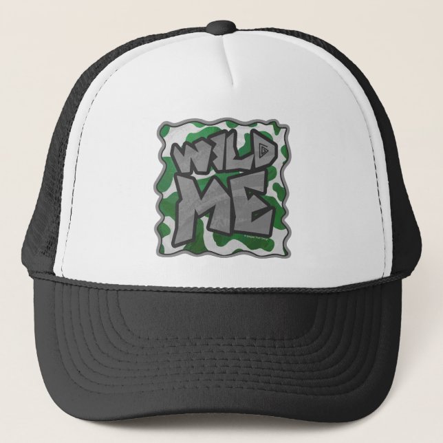 Wild Me Cow Green and White Print Trucker Hat (Front)
