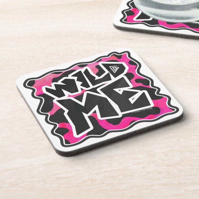Wild Me Cow Pink and White Drink Coaster (Left Side)
