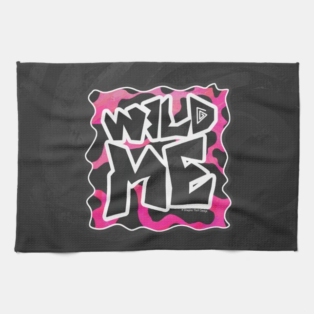 Wild Me Cow Pink and White Kitchen Towel (Horizontal)