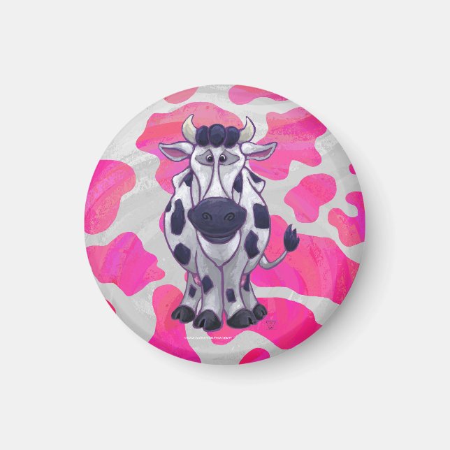Wild Me Cow Pink and White Magnet (Front)