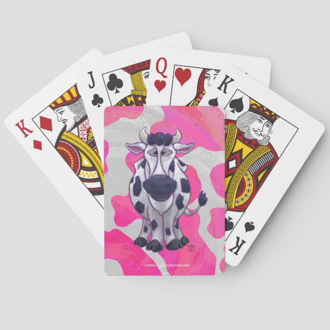 Wild Me Cow Pink and White Poker Cards (Back)