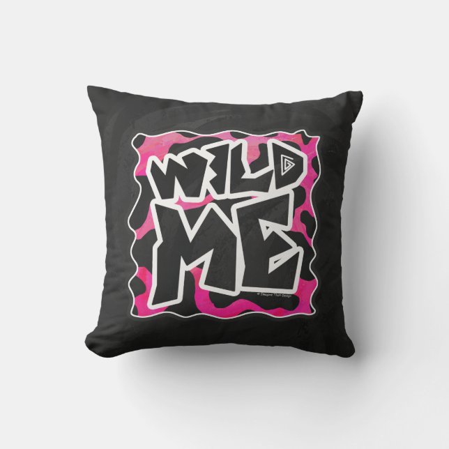 Wild Me Cow Pink and White Throw Pillow (Front)