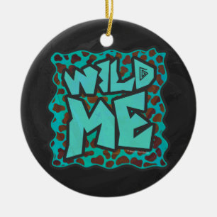 Wild me Dalmatian Brown and Teal Design Ceramic Ornament