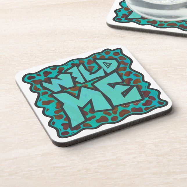 Wild me Dalmatian Brown and Teal Design Drink Coaster (Left Side)