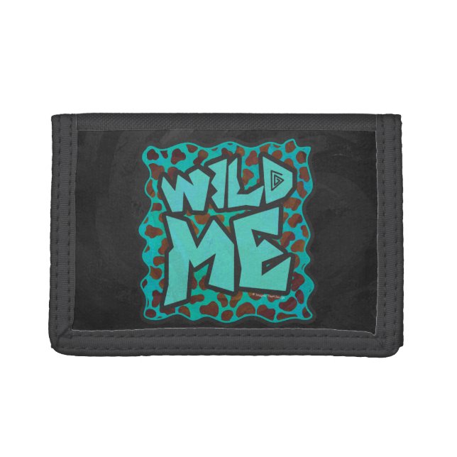 Wild me Dalmatian Brown and Teal Design Trifold Wallet (Front)