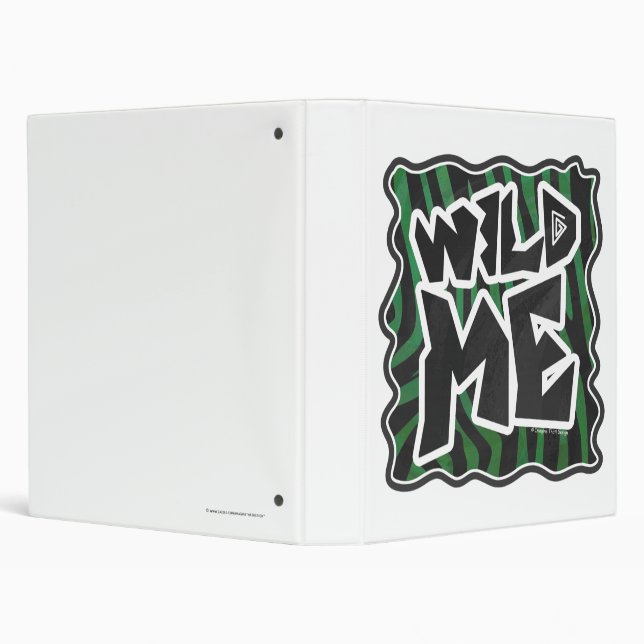 Wild Me Green and Black Zebra Pattern 3 Ring Binder (Background)