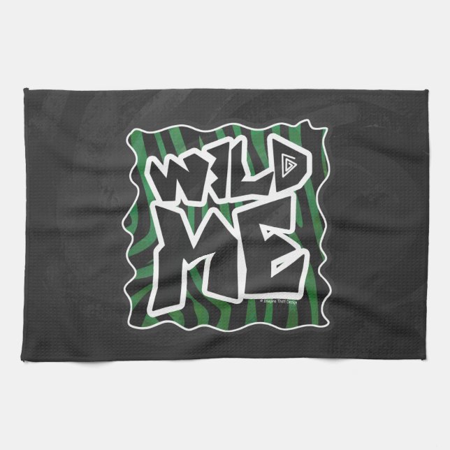 Wild Me Green and Black Zebra Pattern Kitchen Towel (Horizontal)