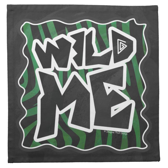 Wild Me Green and Black Zebra Pattern Napkin (Front)