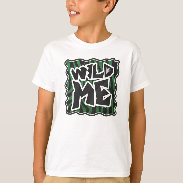 Wild Me Green and Black Zebra Pattern T-Shirt (Front)