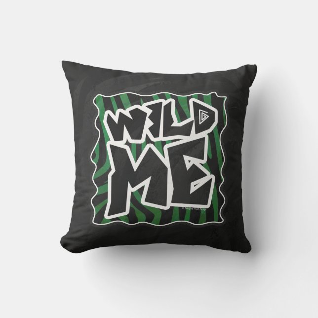 Wild Me Green and Black Zebra Pattern Throw Pillow (Front)