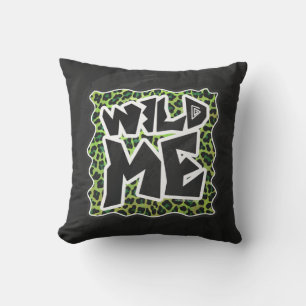 Wild Me Leopard Black and Green Design Throw Pillow