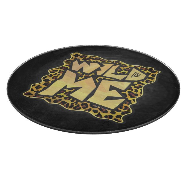 Wild Me Leopard Brown and Yellow Print Cutting Board (Corner)