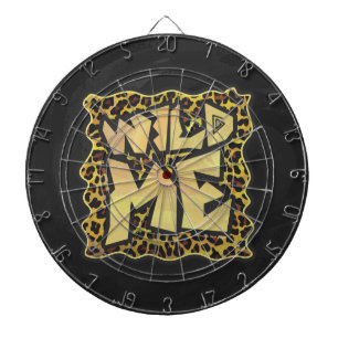 Wild Me Leopard Brown and Yellow Print Dartboard With Darts