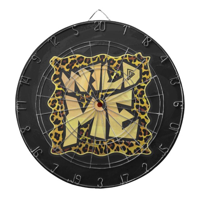 Wild Me Leopard Brown and Yellow Print Dartboard With Darts (Front)