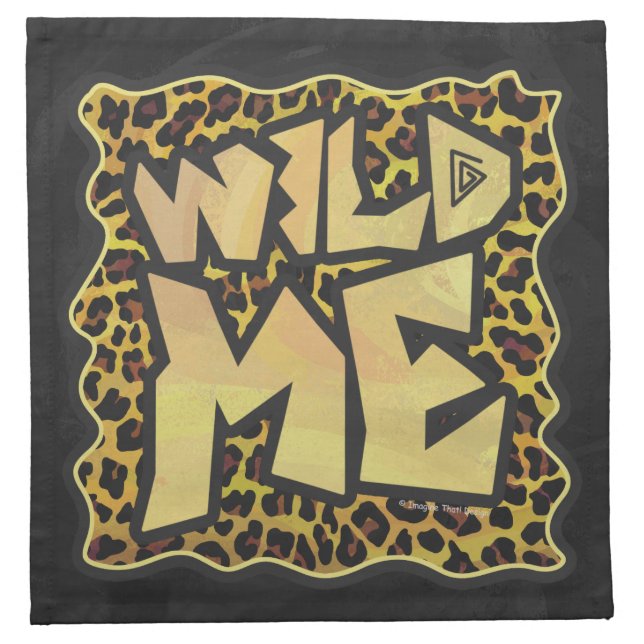 Wild Me Leopard Brown and Yellow Print Napkin (Front)