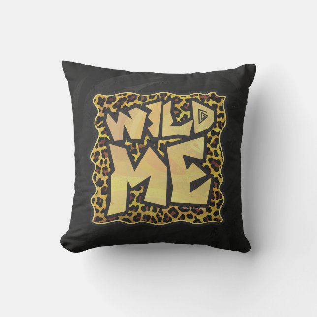 Wild Me Leopard Brown and Yellow Print Throw Pillow (Front)