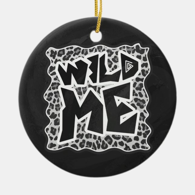 Wild Me Leopard White and Black Ceramic Ornament (Front)