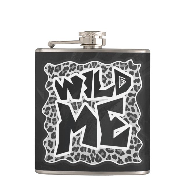Wild Me Leopard White and Black Flask (Front)