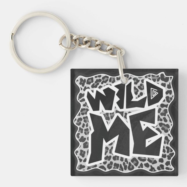 Wild Me Leopard White and Black Keychain (Front)