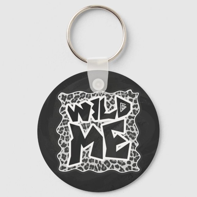 Wild Me Leopard White and Black Keychain (Front)