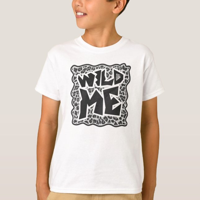 Wild Me Leopard White and Black T-Shirt (Front)