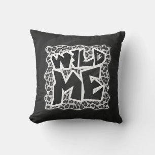Wild Me Leopard White and Black Throw Pillow