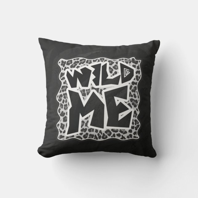 Wild Me Leopard White and Black Throw Pillow (Front)