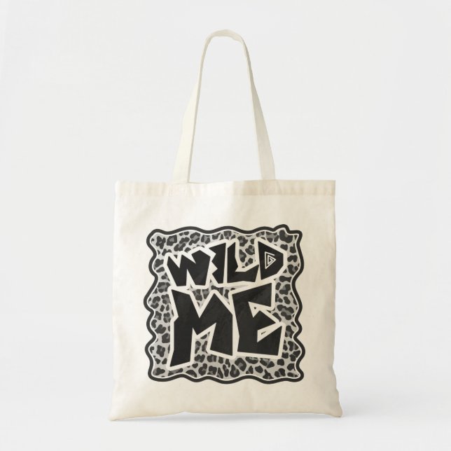 Wild Me Leopard White and Black Tote Bag (Front)