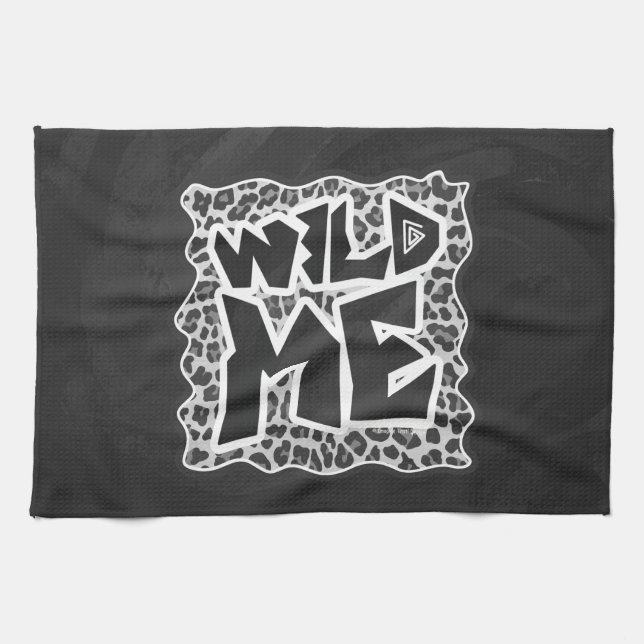 Wild Me Leopard White and Black Towel (Horizontal)
