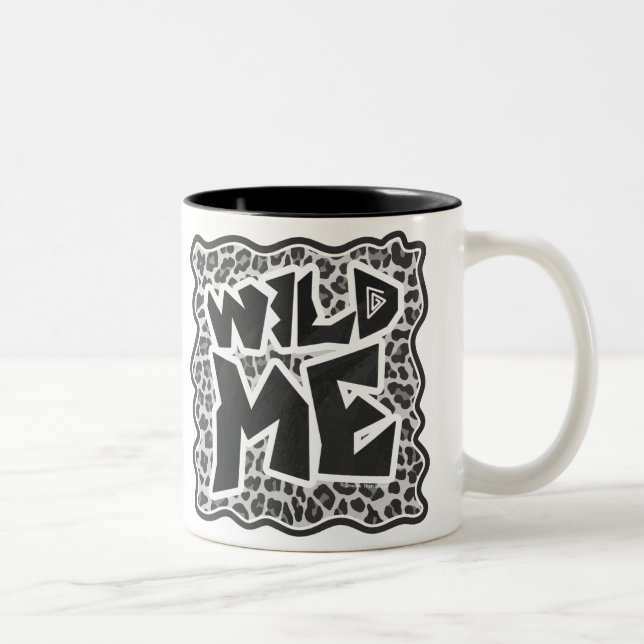 Wild Me Leopard White and Black Two-Tone Coffee Mug (Right)